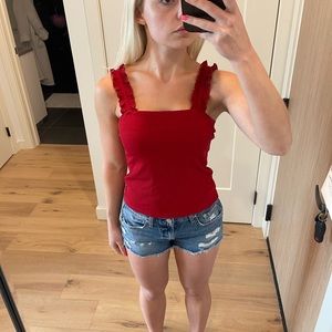 Intermix ivy ruffle tank red